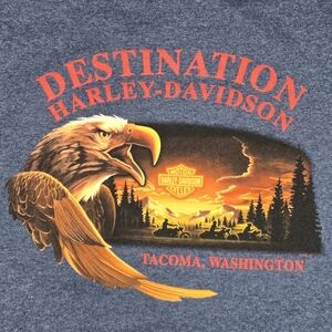 Rare Vintage 2005 Harley Davidson Destination HD Tacoma WA Eagle Sunset 2XL